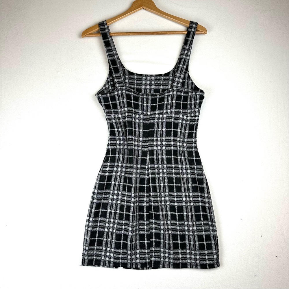 Stitch & Pine Plaid Stretch Empire Waist Jumper Mini Dress Preppy Academia - Picture 3 of 8